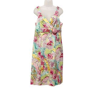 Sag Harbor Dress 10 Scenic View Print Floral Sleeveless V-Neck Sundress